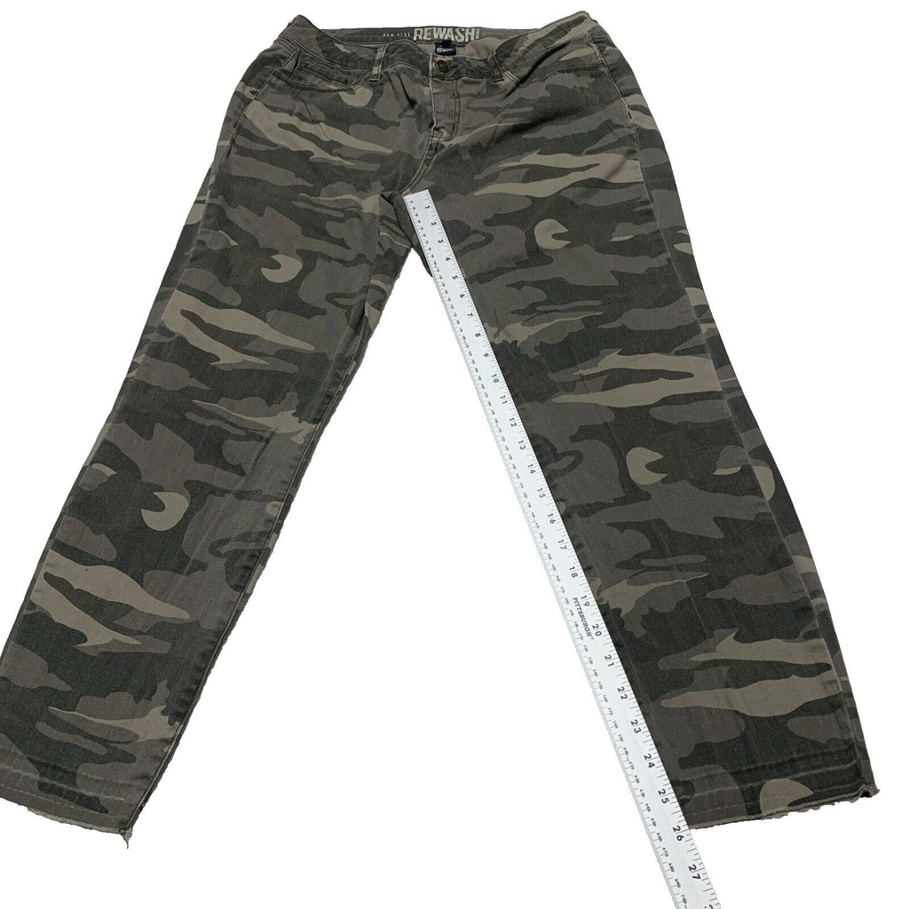 Rewash Brand Junior's Size 7/28 Olive Green Camo Print Straight Leg Pants