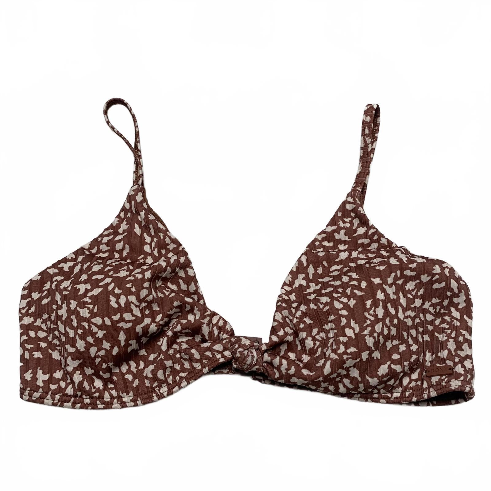 Roxy Love the Surf Knot Bikini Top Women's Sz L Brown Print Swimwear