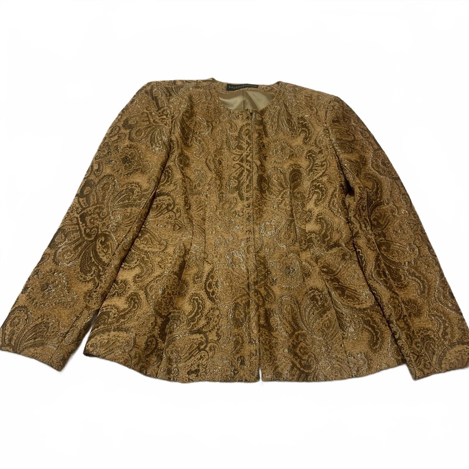 Harvé Benard Women's Size M/L Quilted Zip Jacket Mustard Gold Paisley Pattern