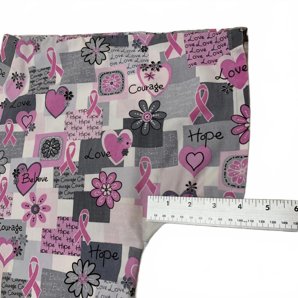 HQ Scrub High Quality Basic Women's L/XL Pink Ribbon Breast Cancer Awareness