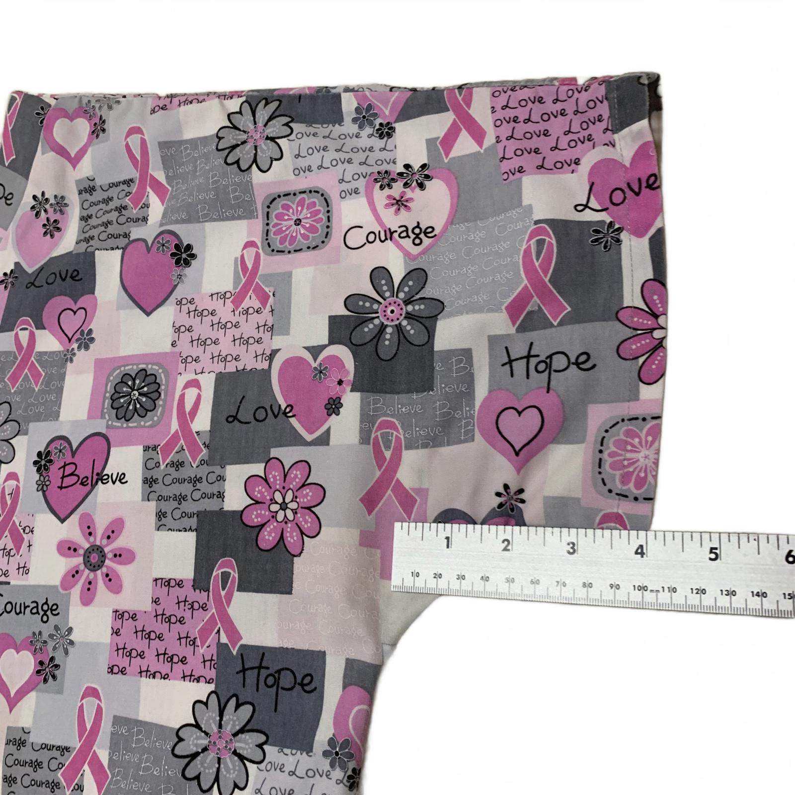 HQ Scrub High Quality Basic Women's L/XL Pink Ribbon Breast Cancer Awareness