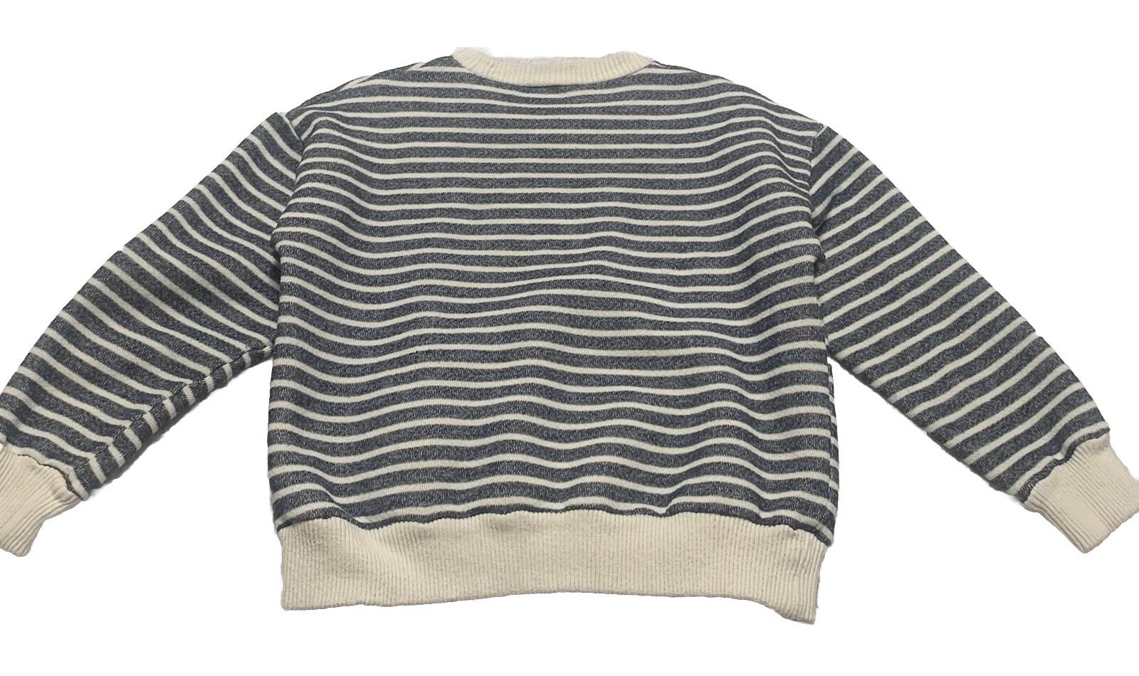 Zara Womens Size M Blue Beige Cropped Long Sleeve Sweater Top Loungewear