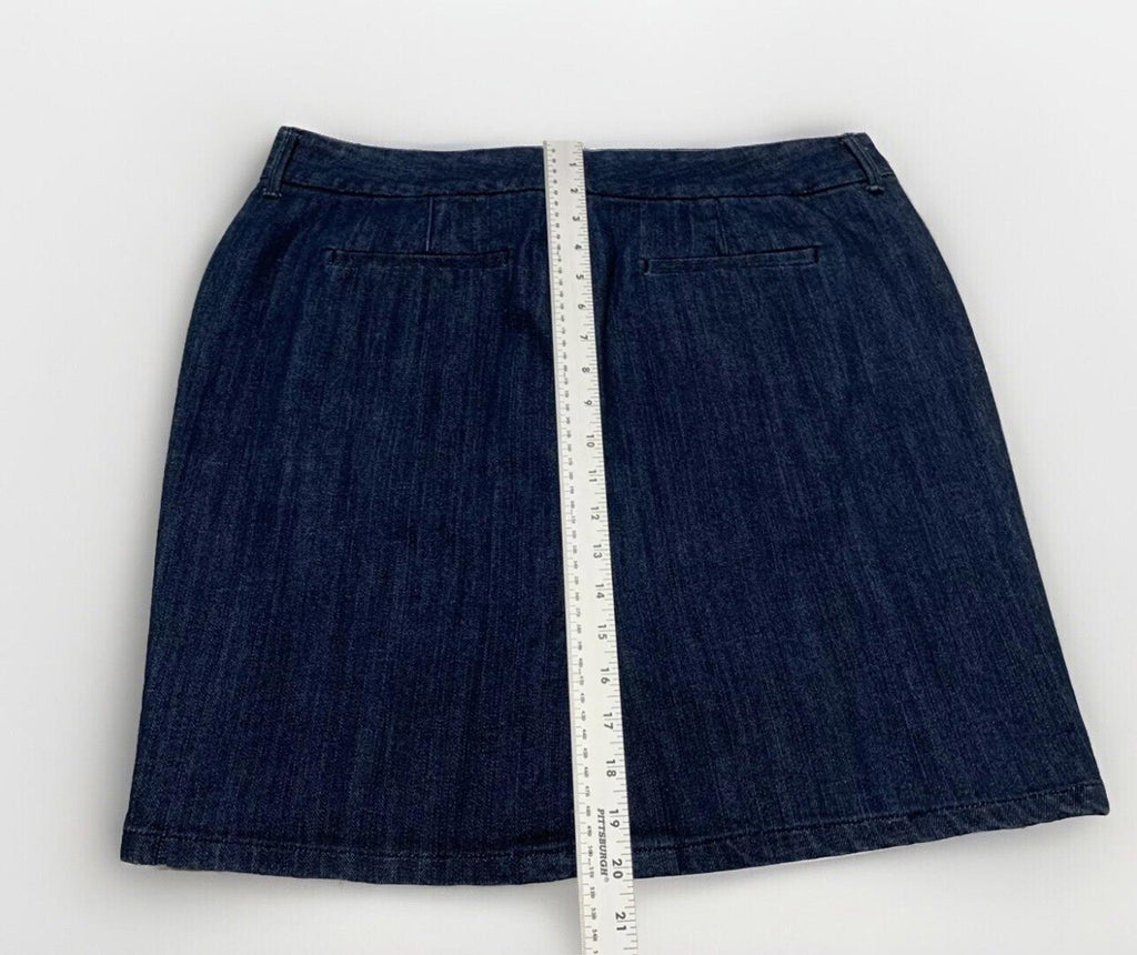 Old Navy Women's 12 Dark Denim Blue Trouser Skirt Pocket Pencil Stretch Slit