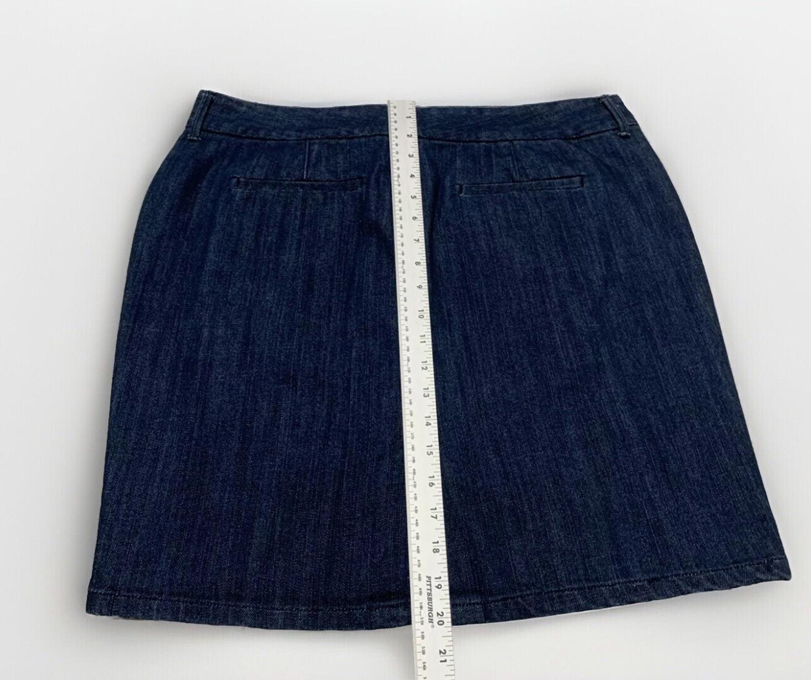 Old Navy Women's 12 Dark Denim Blue Trouser Skirt Pocket Pencil Stretch Slit