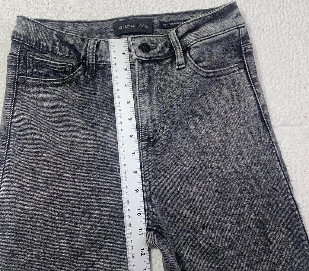 Kendall + Kylie Girl's Jeans Sz 3/27 Black  The Icon High Rise Boo Wash Fray Hem
