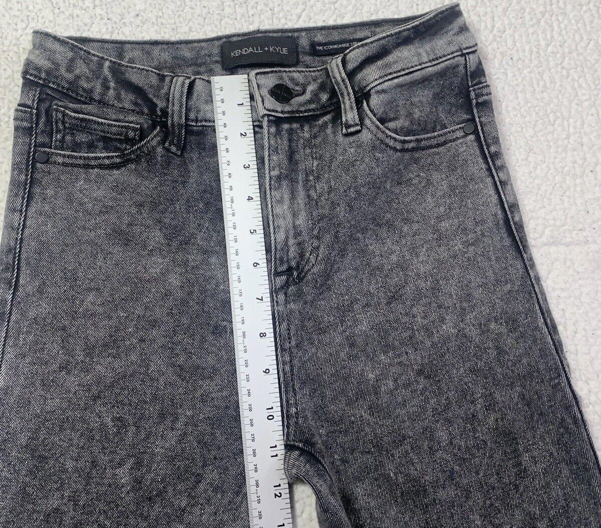 Kendall + Kylie Girl's Jeans Sz 3/27 Black  The Icon High Rise Boo Wash Fray Hem