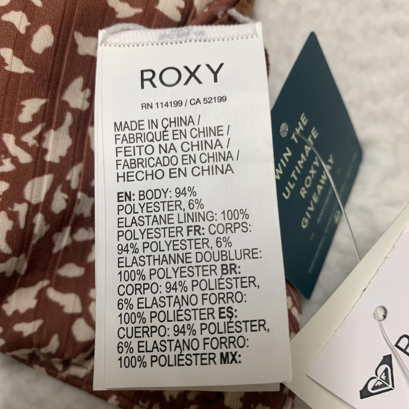 Roxy Love the Surf Knot Bikini Top Women's Sz L Brown Print Swimwear