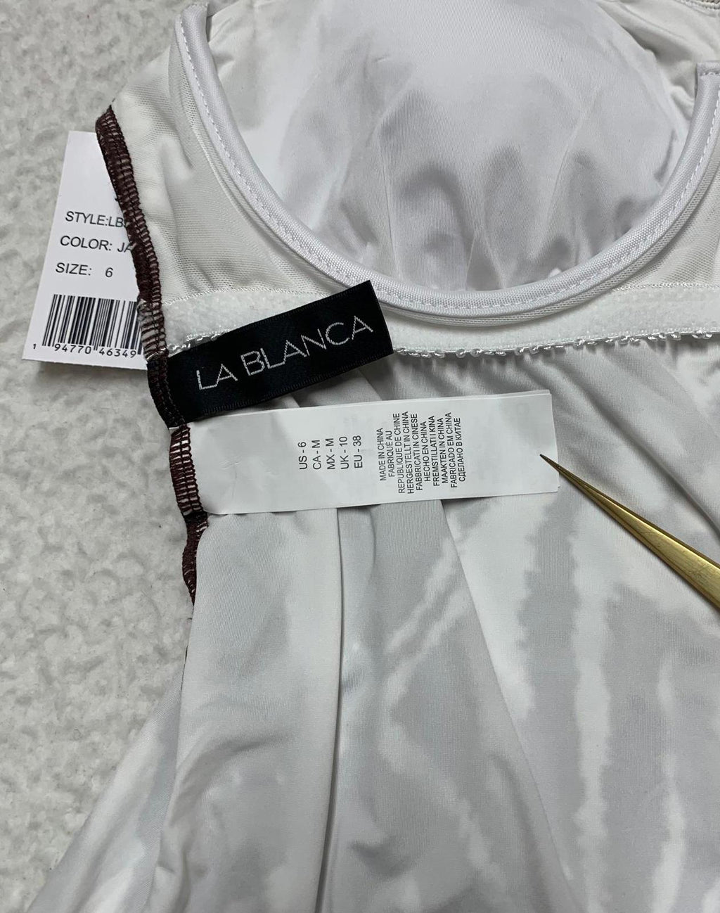 La Blanca Women's Sz 6 Zebra Brown Tan Print Tankini Top Built in Bra Support
