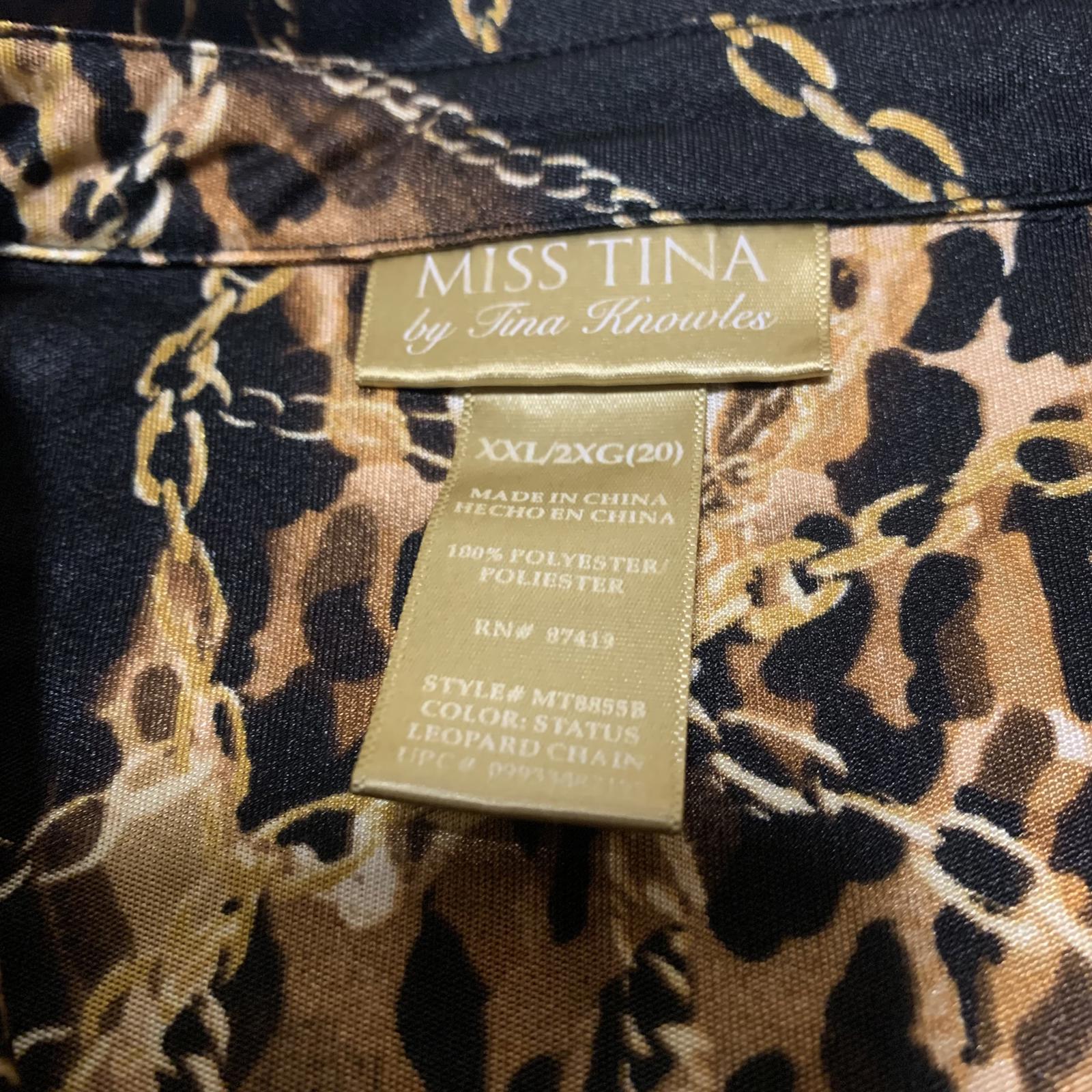 Miss Tina Knowles Women's Size XXL Leopard Print Black Gold Long Sleeve Blouse