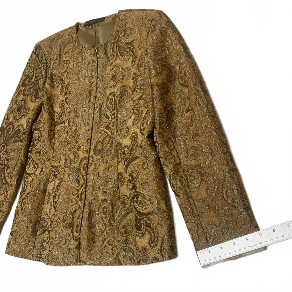 Harvé Benard Women's Size M/L Quilted Zip Jacket Mustard Gold Paisley Pattern