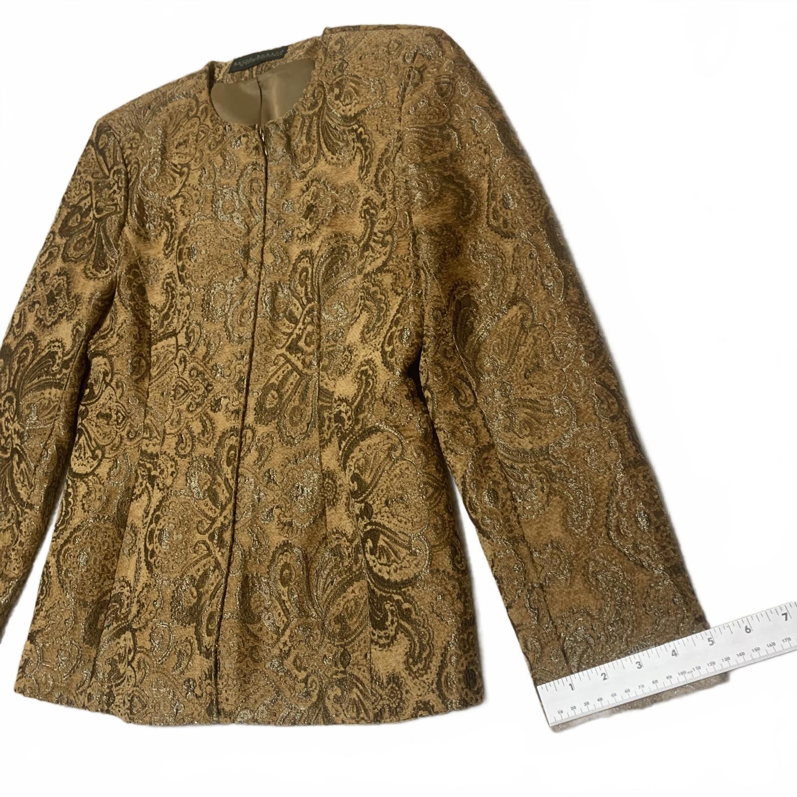 Harvé Benard Women's Size M/L Quilted Zip Jacket Mustard Gold Paisley Pattern