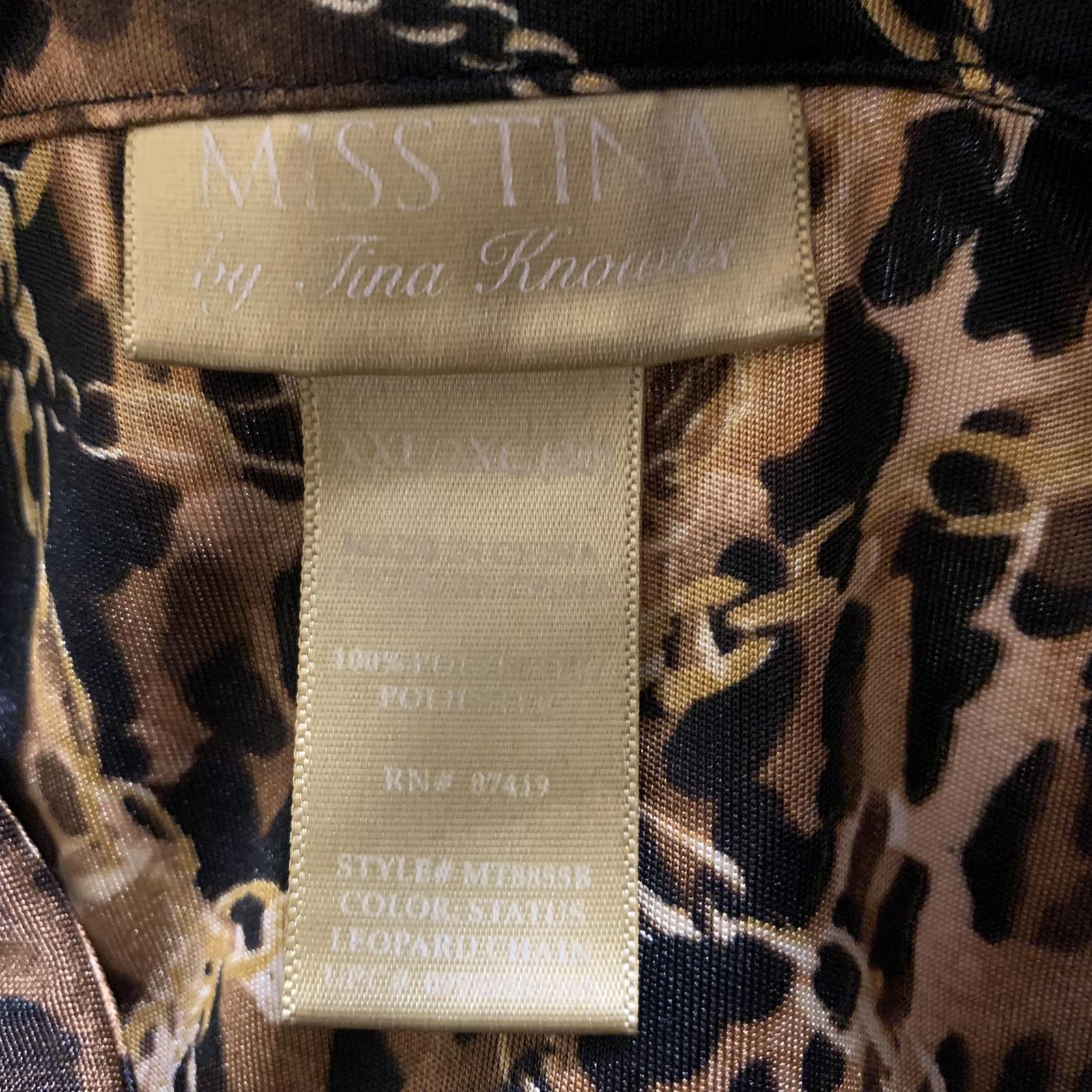 Miss Tina Knowles Women's Size XXL Leopard Print Black Gold Long Sleeve Blouse