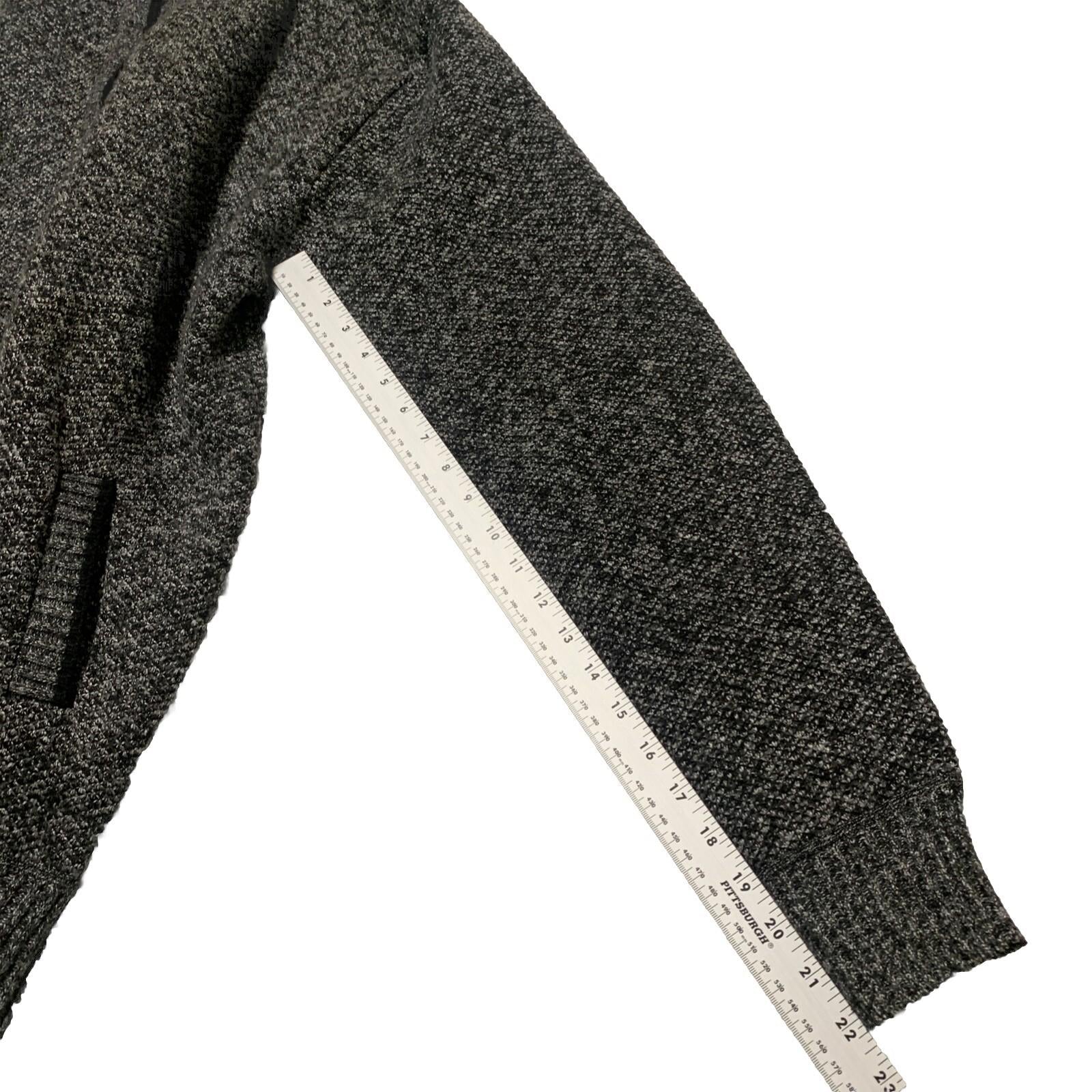 Alberto Cardinali Men's Cardigan XL Black Gray Full Zip Fleece Lined Elbow Patch