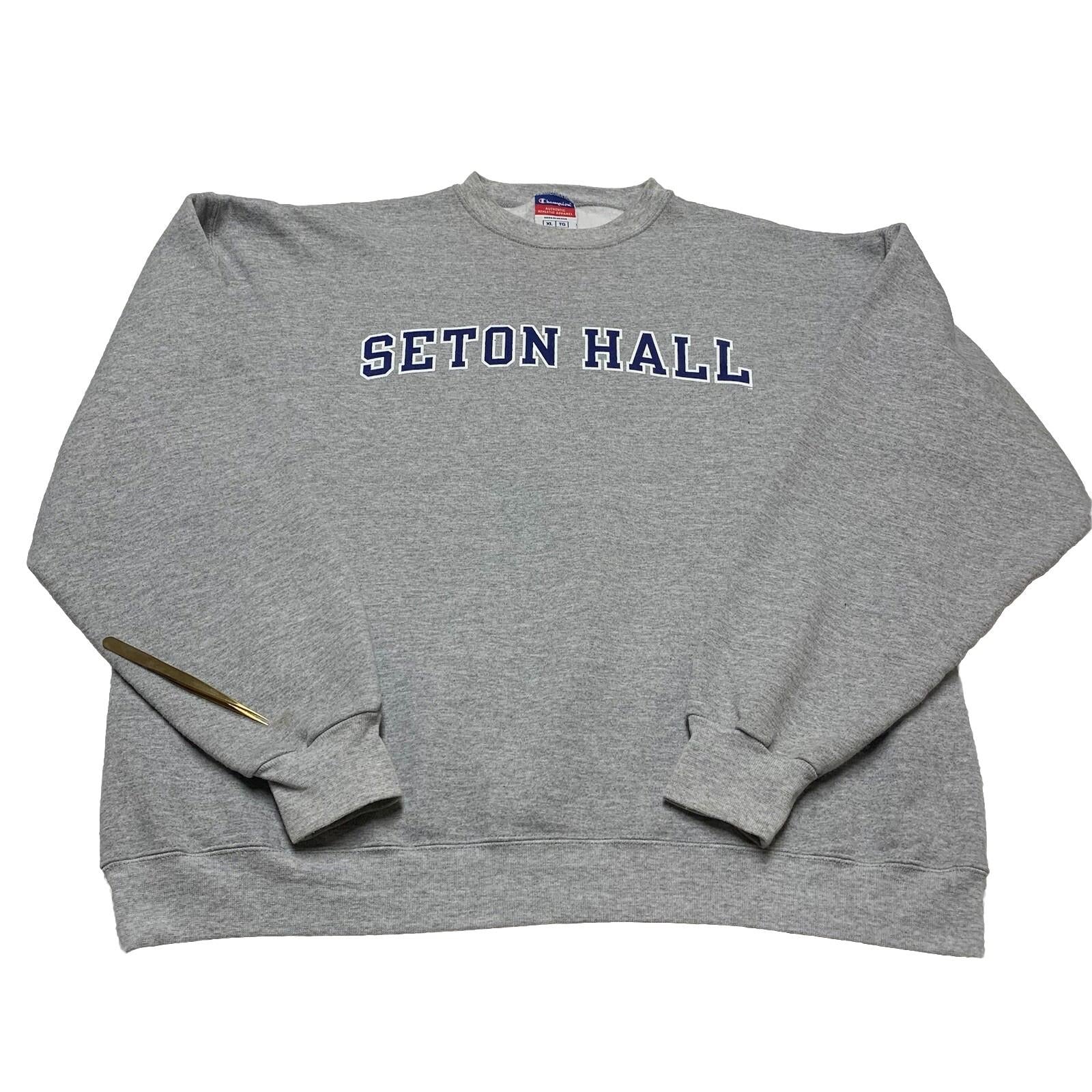 Champion Authentic Unisex Sweatshirt XL Gray Seton Hall University Crewneck