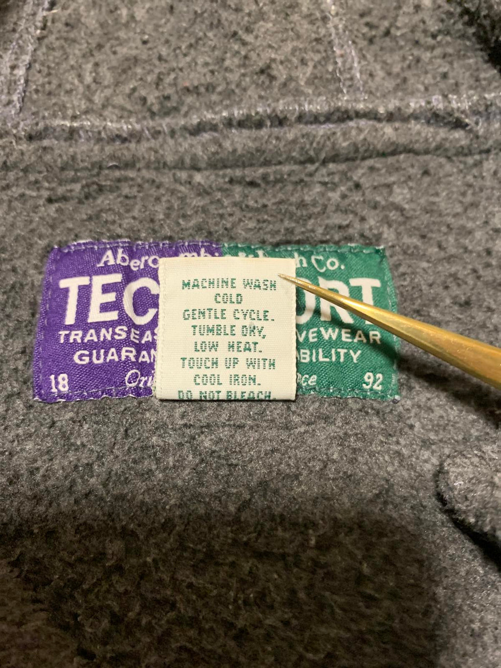 Vintage Abercrombie & Fitch Techsport Men's L Activewear Fleece Hoodie Jacket