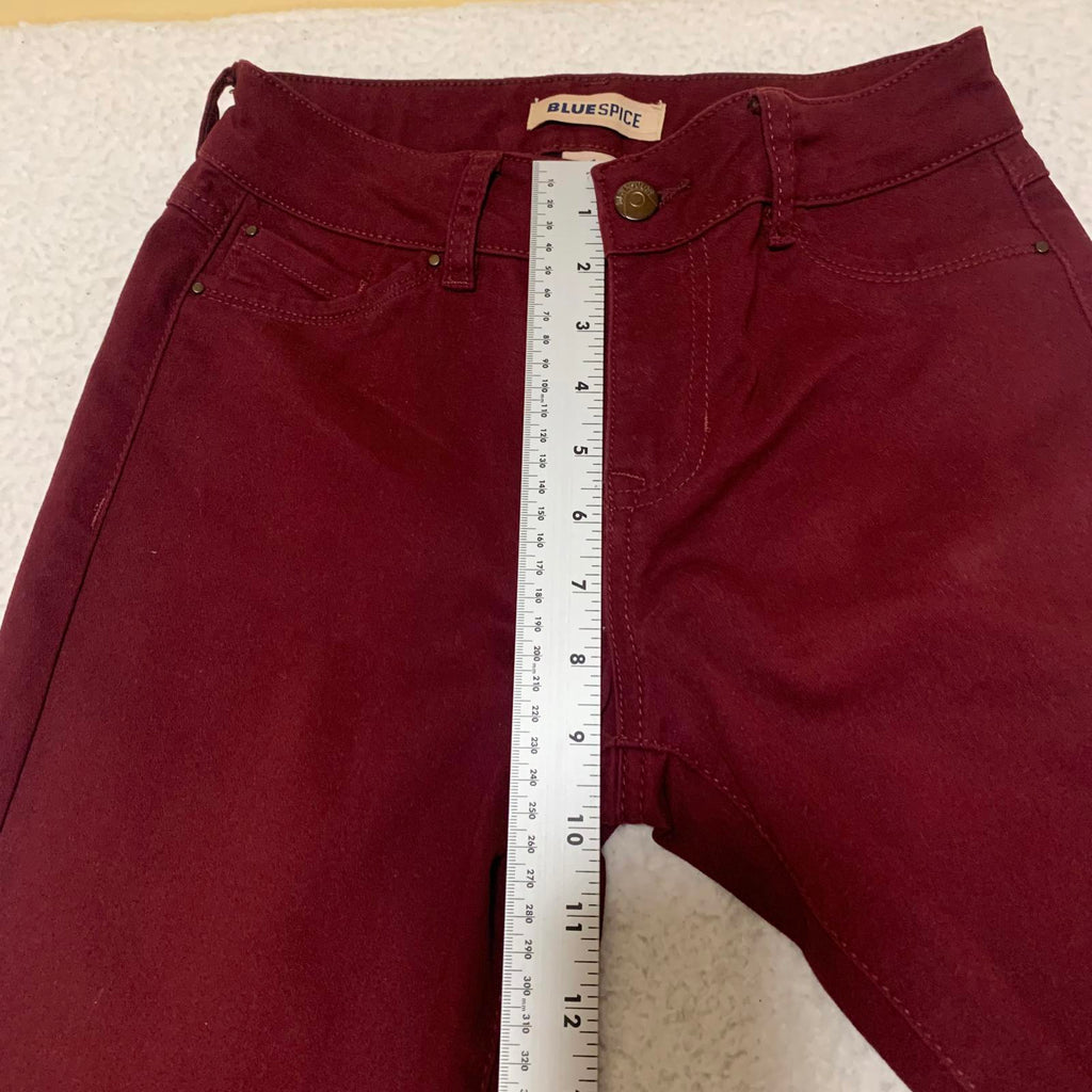 Blue Spice Women's Jeans Size 1  Junior Fit Stretch Skinny Burgundy W26x29.5L