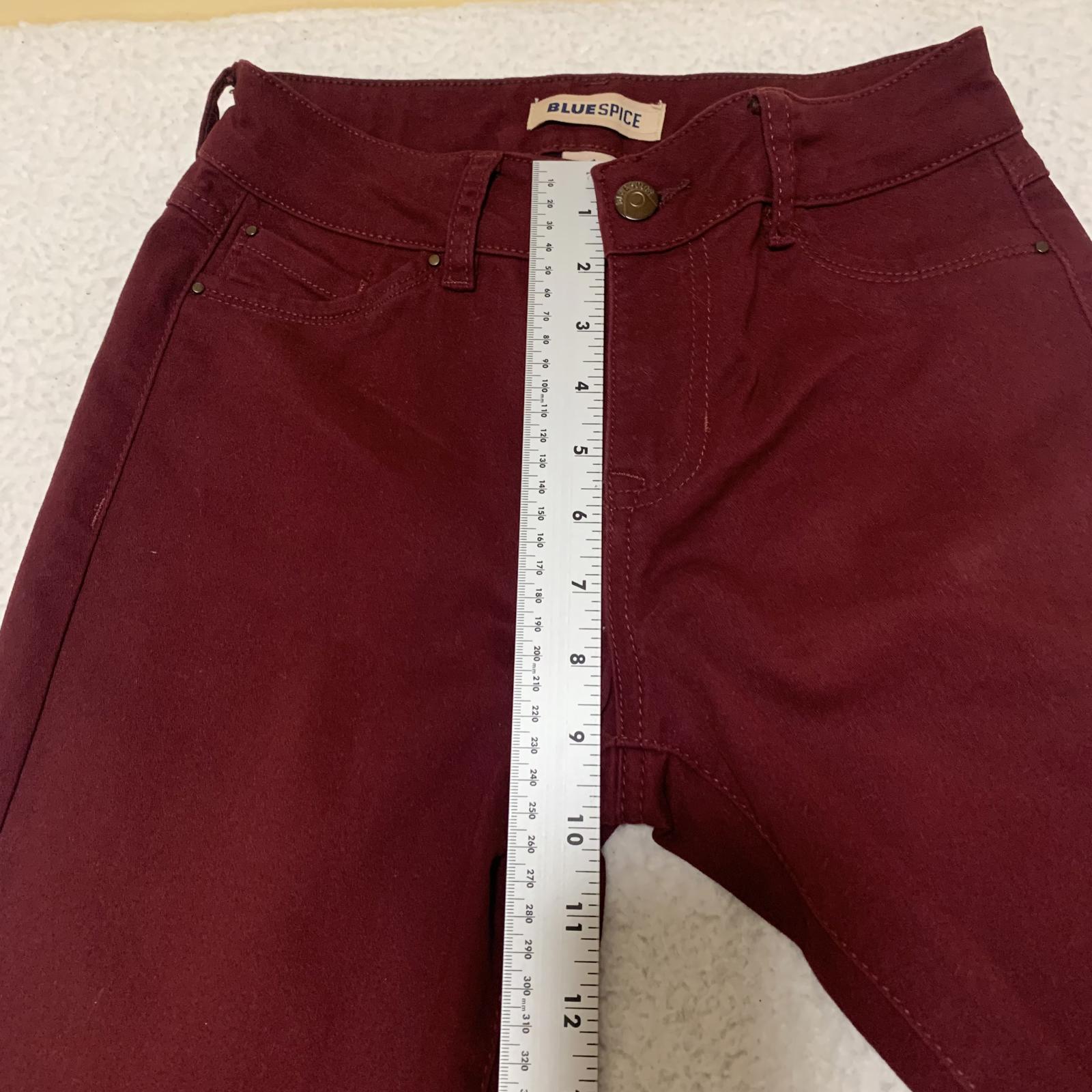 Blue Spice Women's Jeans Size 1  Junior Fit Stretch Skinny Burgundy W26x29.5L
