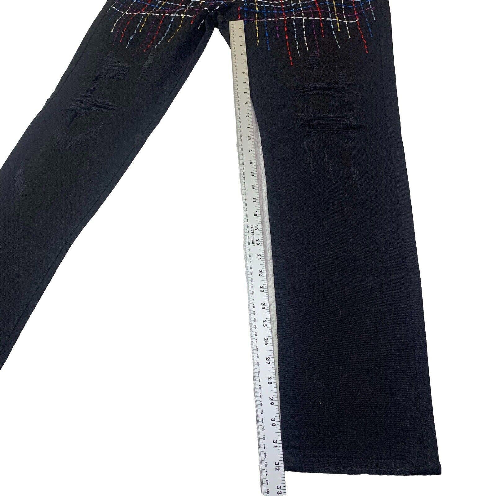 Decibel Black Jeans Men's 40x34 Embroidered Front Frayed