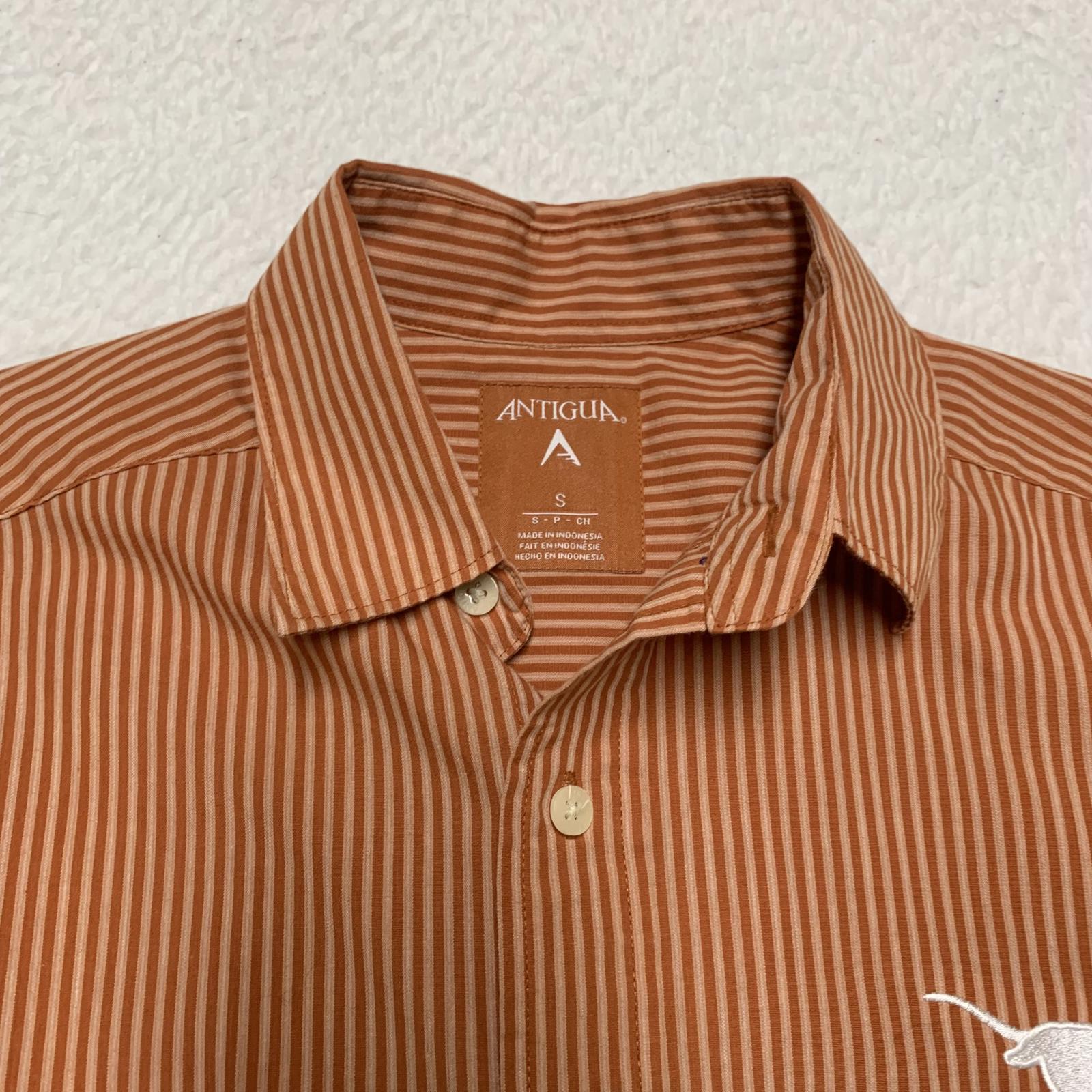 Antigua University of Texas Men’s Size Small Orange Striped Button-Up Shirt
