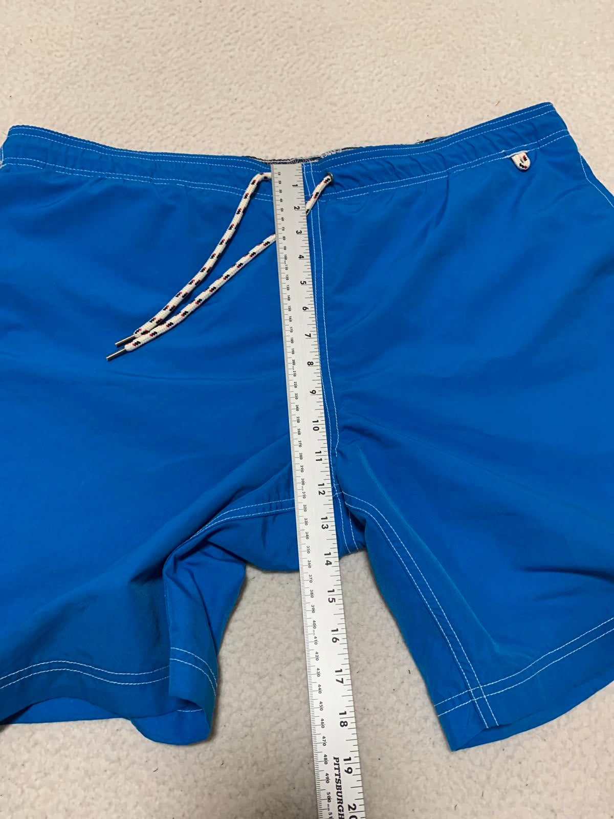 Lands End Men's Size L 36-38 Blue Swim Trunks Drawstring Waist
