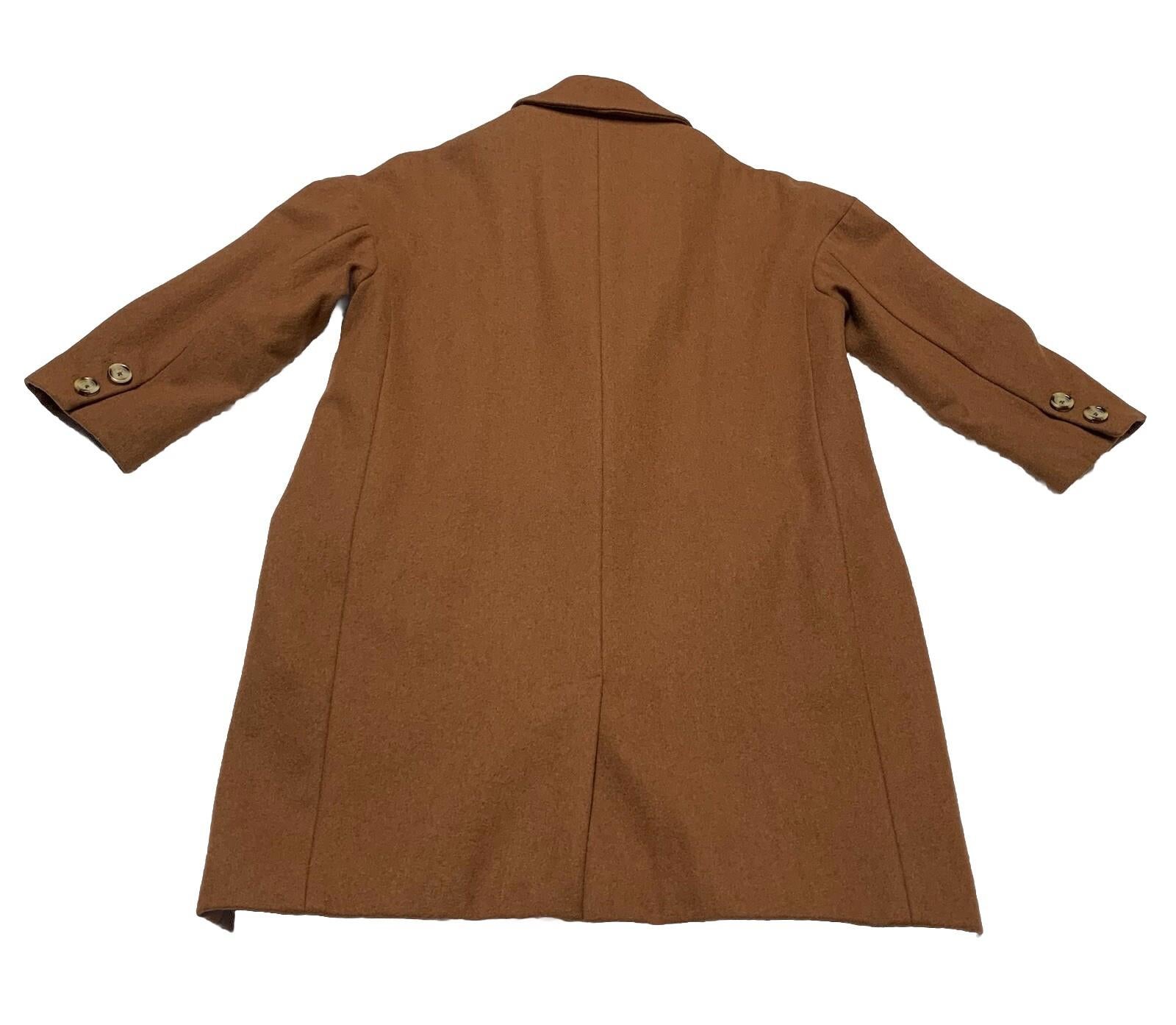 Cartonnier Wool Blazer Coat Women’s Small Brown Oversized Boyfriend 3/4 Sleeve