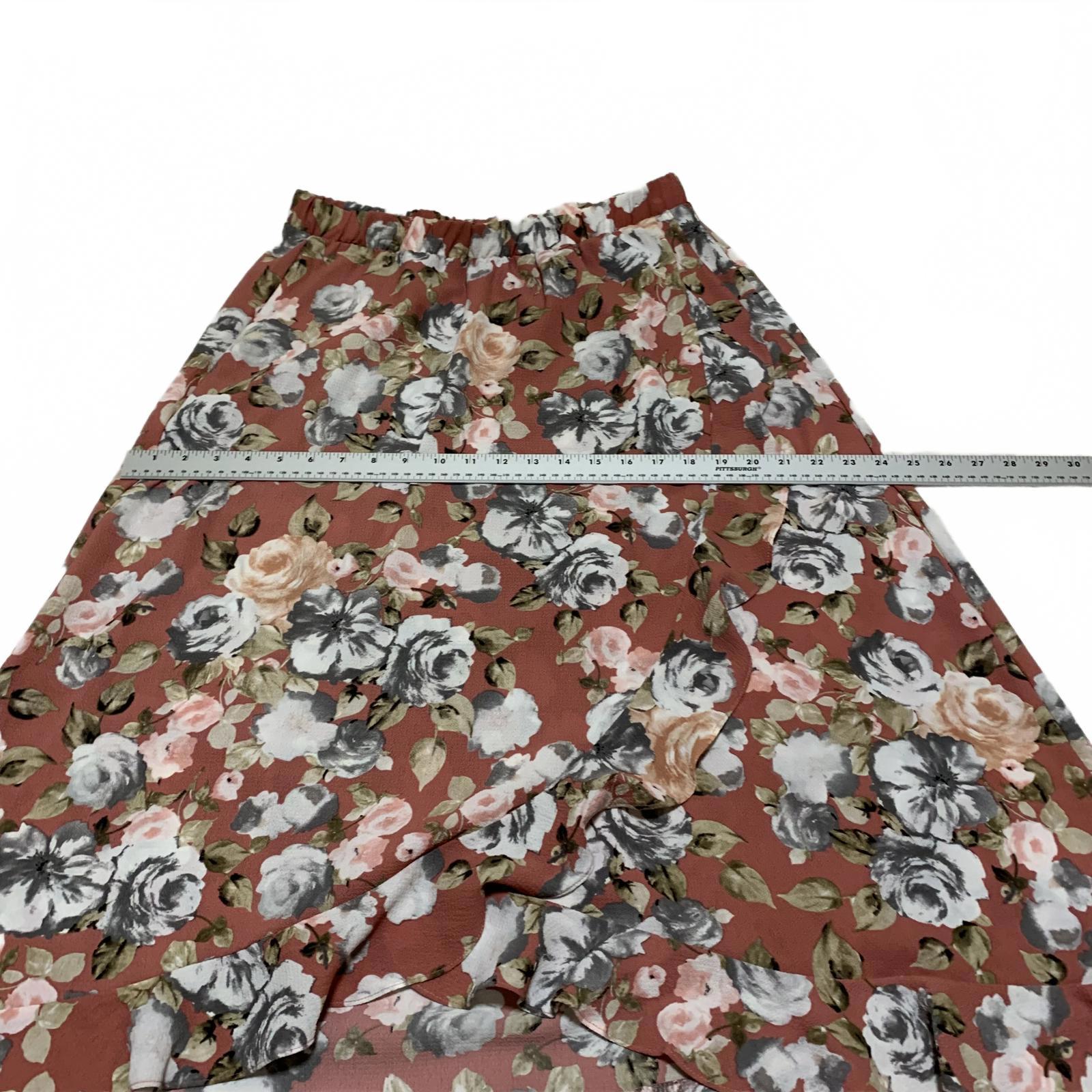 Green Envelope Los Angeles Women's Size L Floral Ruffle Hem Skirt Made USA