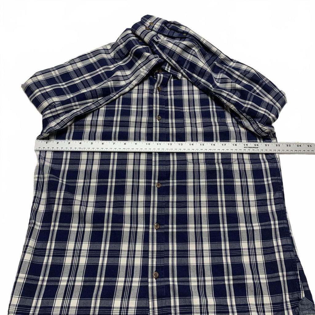 Banana Republic Men’s Size Large Navy Plaid Button-Up Shirt Slim Fit