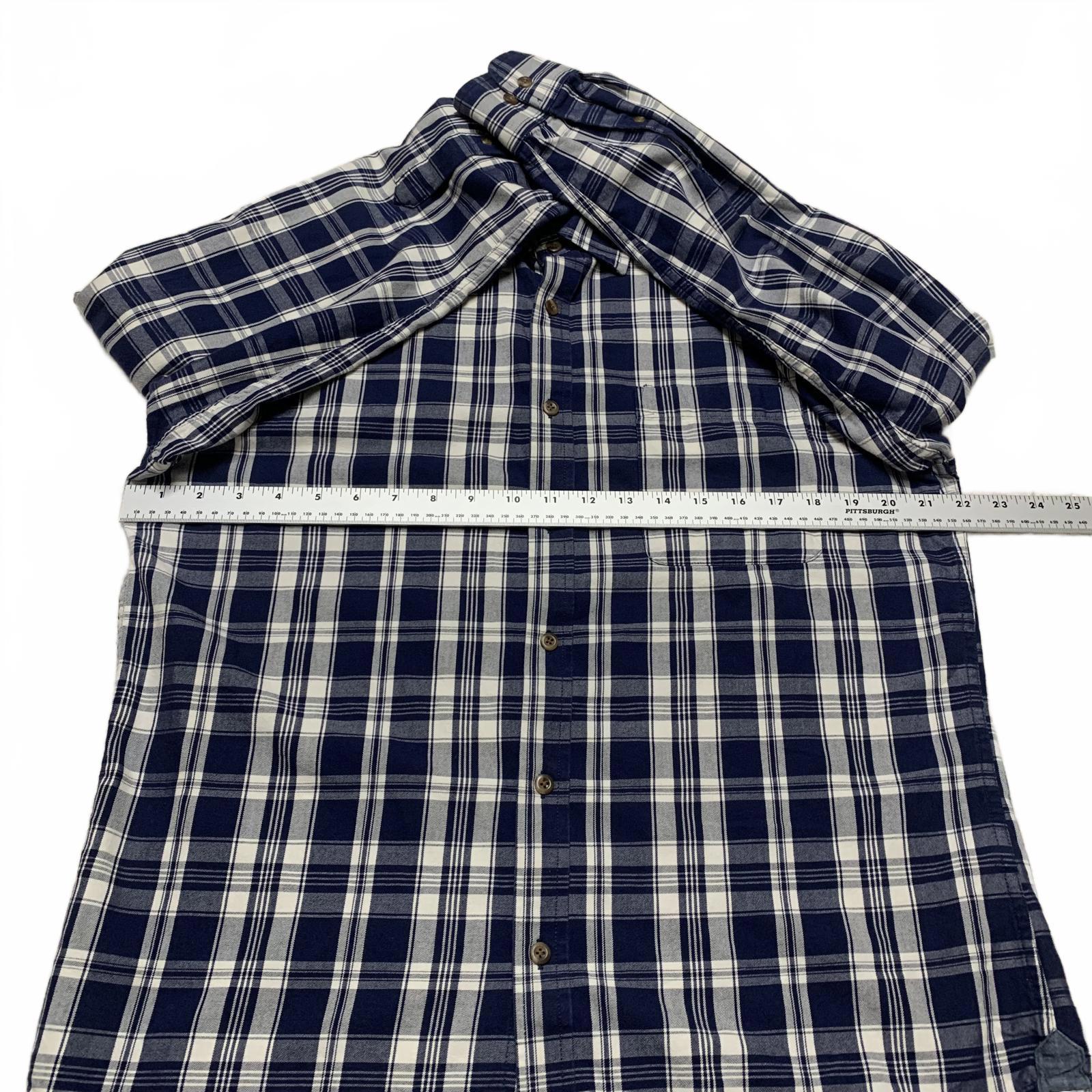 Banana Republic Men’s Size Large Navy Plaid Button-Up Shirt Slim Fit