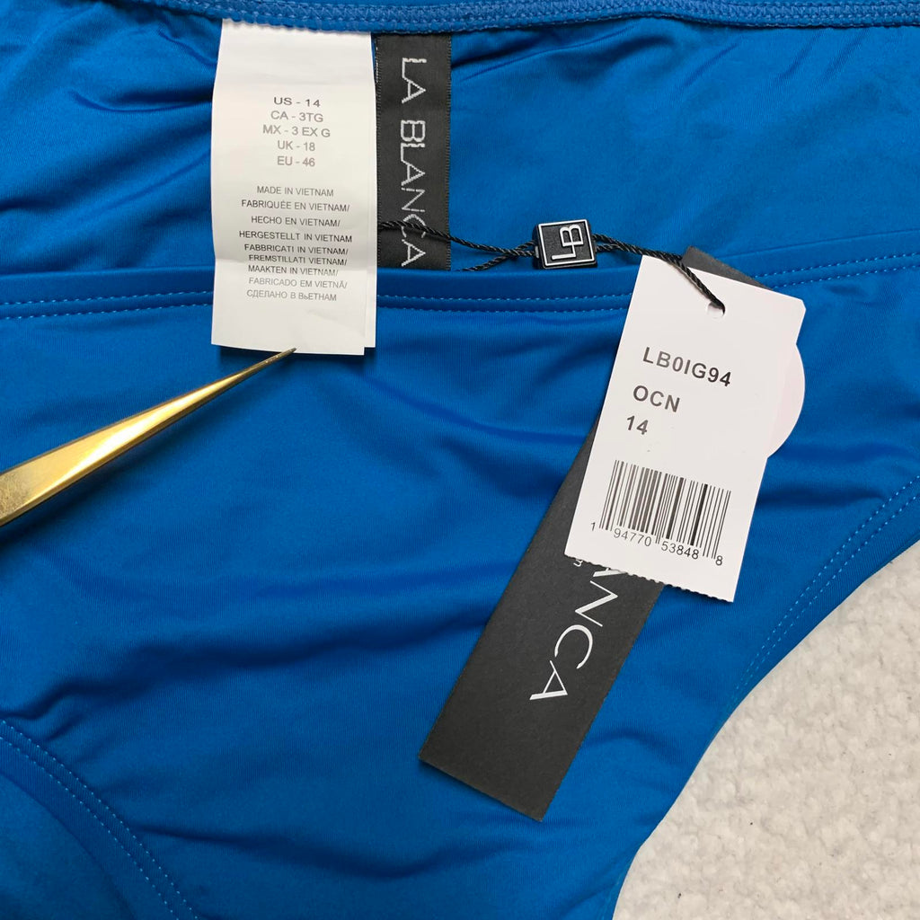 La Blanca Women's Sz 14 UPF 50+ Adjustable Swim Bottom Turquoise  Blue