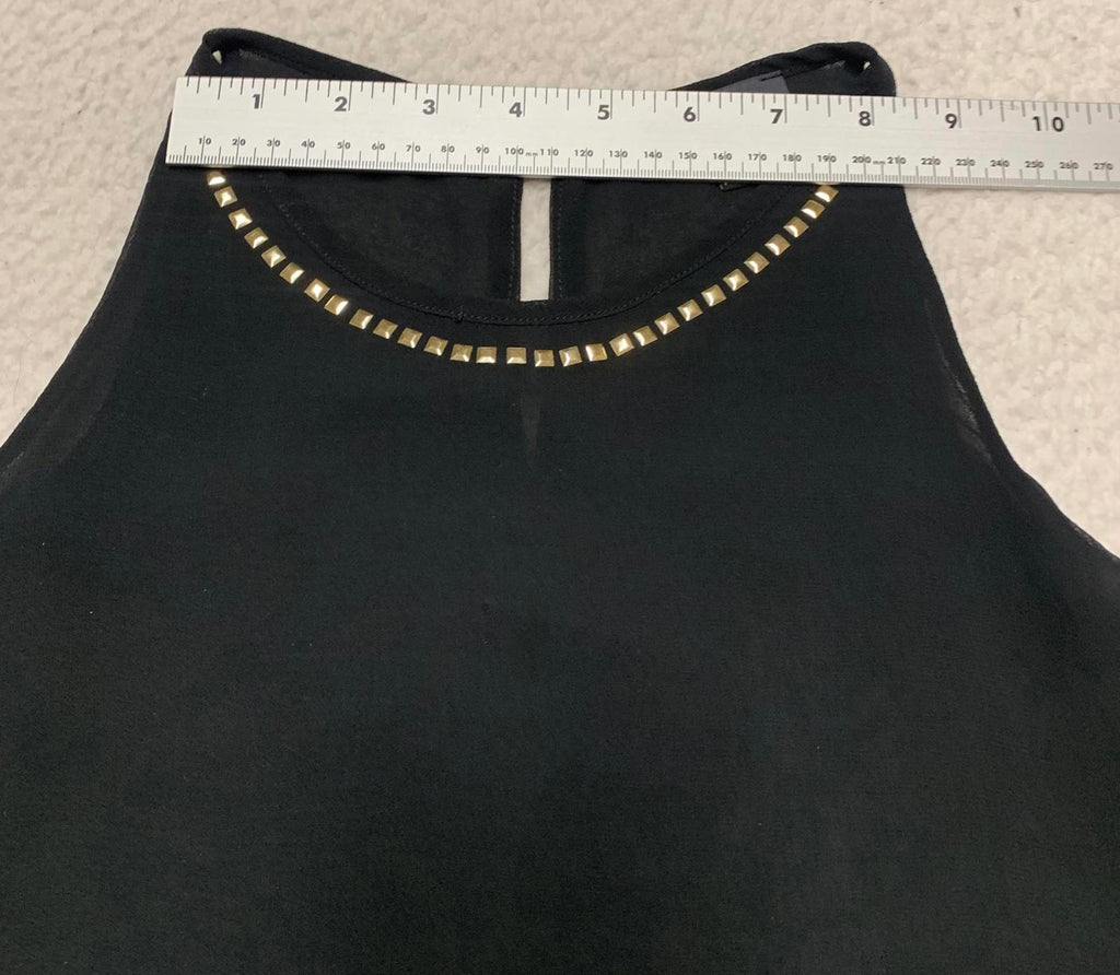 The Limited Womens Size XSmall Black Sleeveless  Blouse Studded Neckline