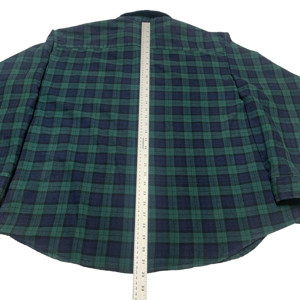Faded Glory Men’s 2XL 50/52 Blue Green Plaid Long Sleeve Skipper Shirt