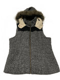 Y2K Faux Fur Vest  Supply Co. Women's Size L Specked Black Hooded Zip Up