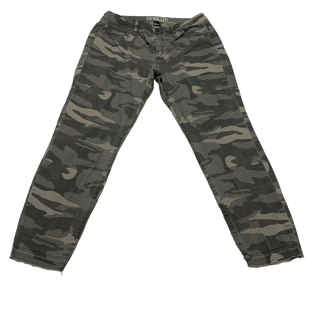 Rewash Brand Junior's Size 7/28 Olive Green Camo Print Straight Leg Pants