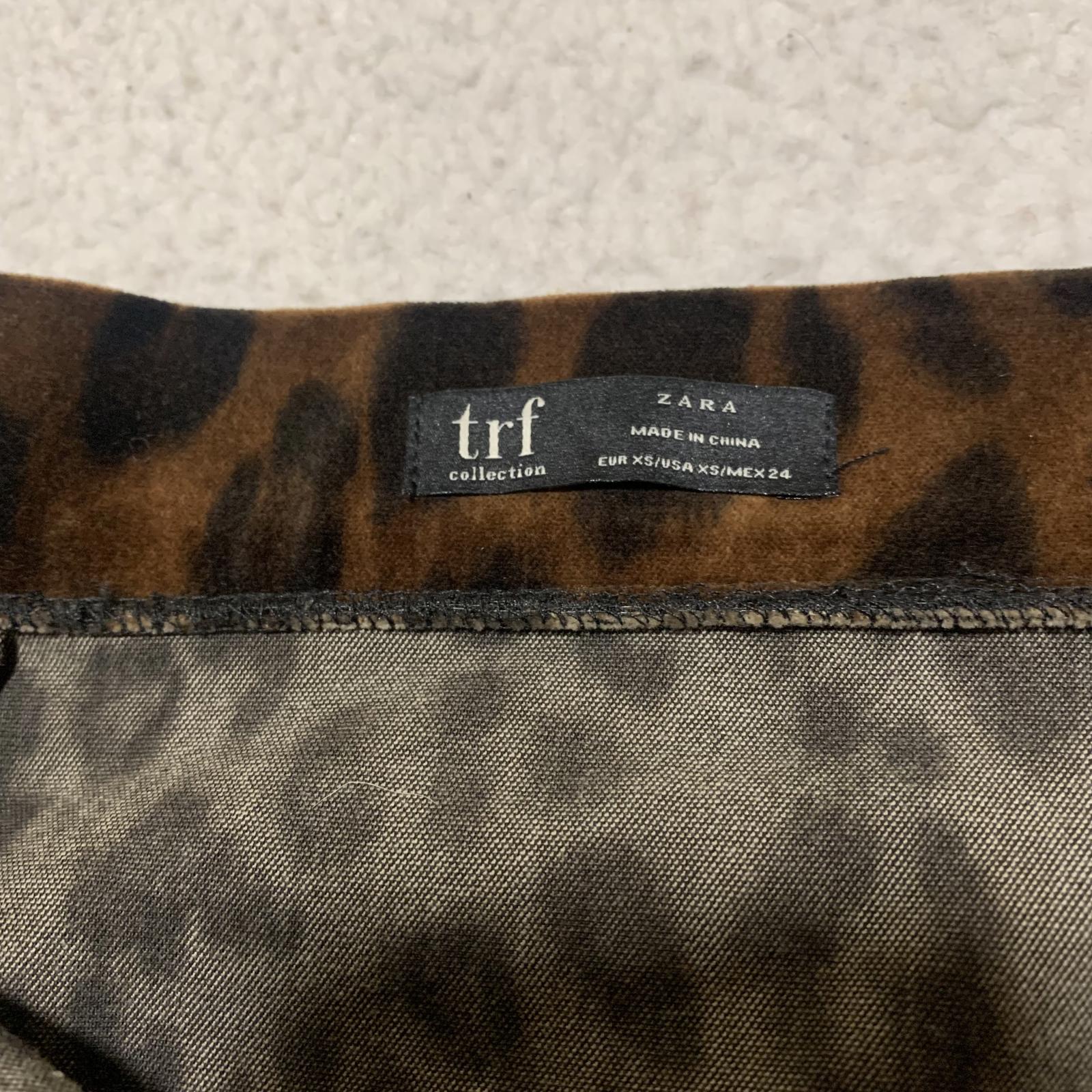 Zara TRF Women's Velvet Leopard Print Mini Skirt XS Brown Black Y2K Retro