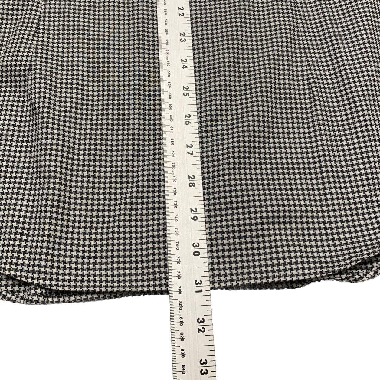 Saks Fifth Avenue Men Shirt 16 1/2 Gray Houndstooth Print Long Sleeve Button Up