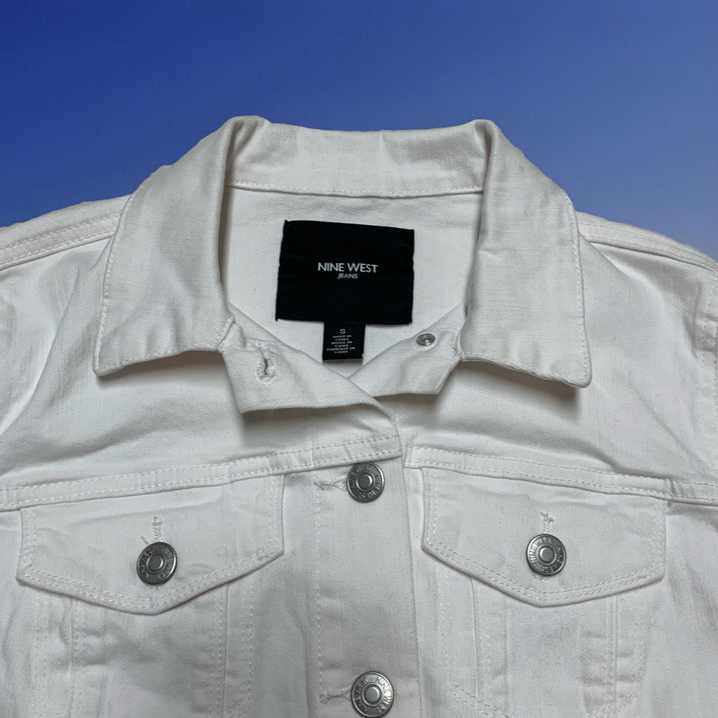 Nine West Jeans Women’s Small White Denim Sarah Jacket Buttons