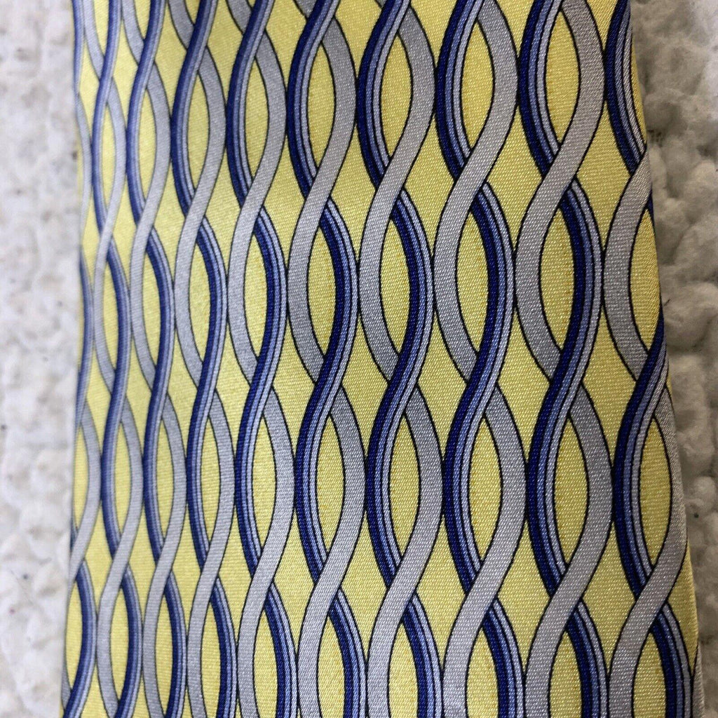 Umo Lorenzo Men's Tie Yellow Blue Grey Italian Design