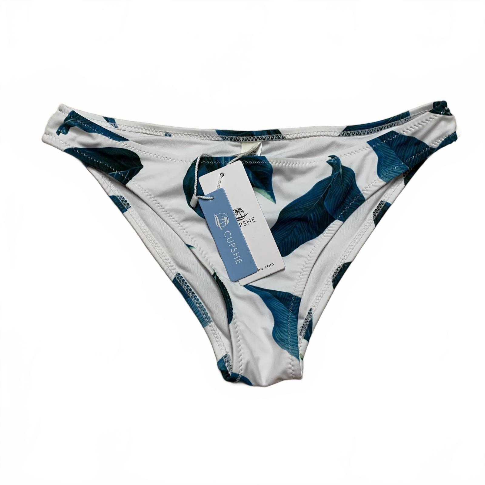 Cupshe Women's Size M  Bikini Bottoms with Blue Leaf Print