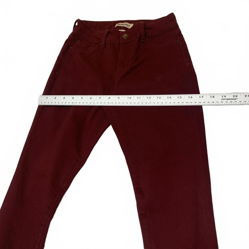 Blue Spice Women's Jeans Size 1  Junior Fit Stretch Skinny Burgundy W26x29.5L