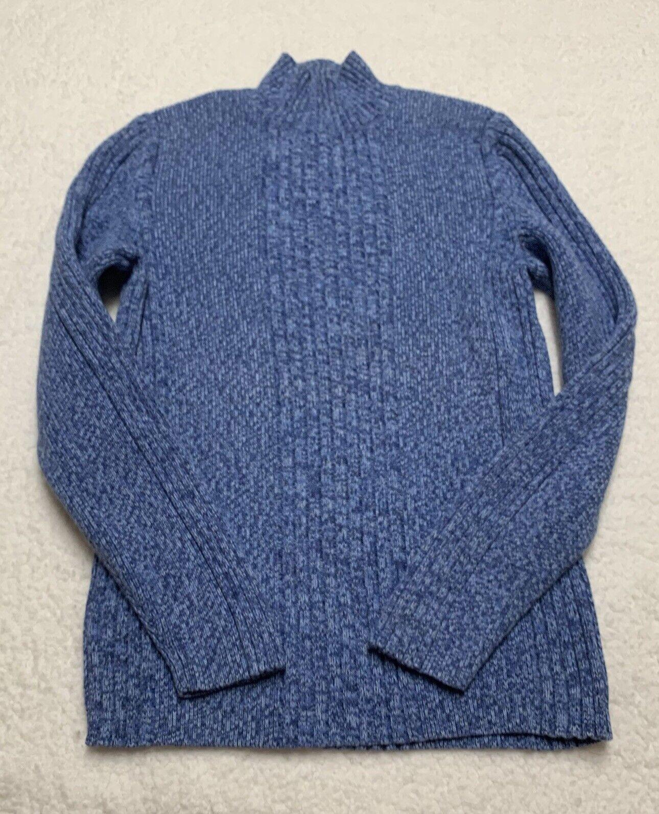 Express Women’s Sweater Small Turtleneck Ribbed Cable Knit Blue Marled