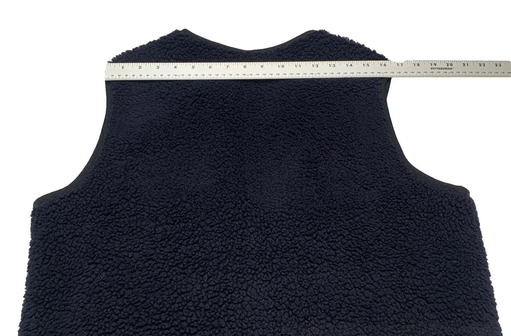 UNIQLO Women's Small Navy Vest V-Neck Full Zip Teddy Fleece Jacket Faux Sherpa