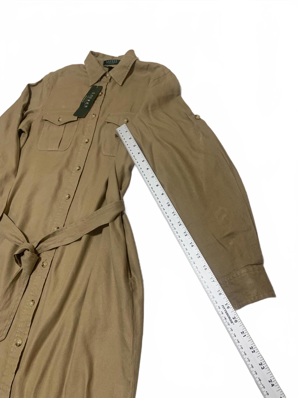 Lauren Ralph Lauren Petite Women's Size Petite Medium Tan Shirt Dress Belt