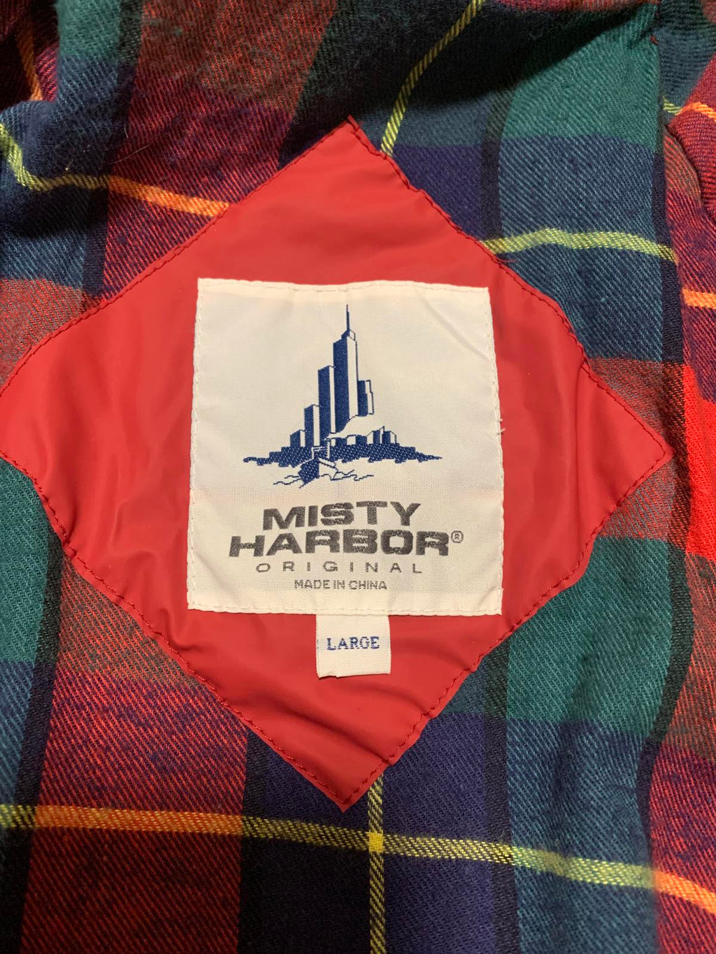 Vintage Misty Harbor Women's L Red Casual Rain Jacket Plaid Pattern PVC shell