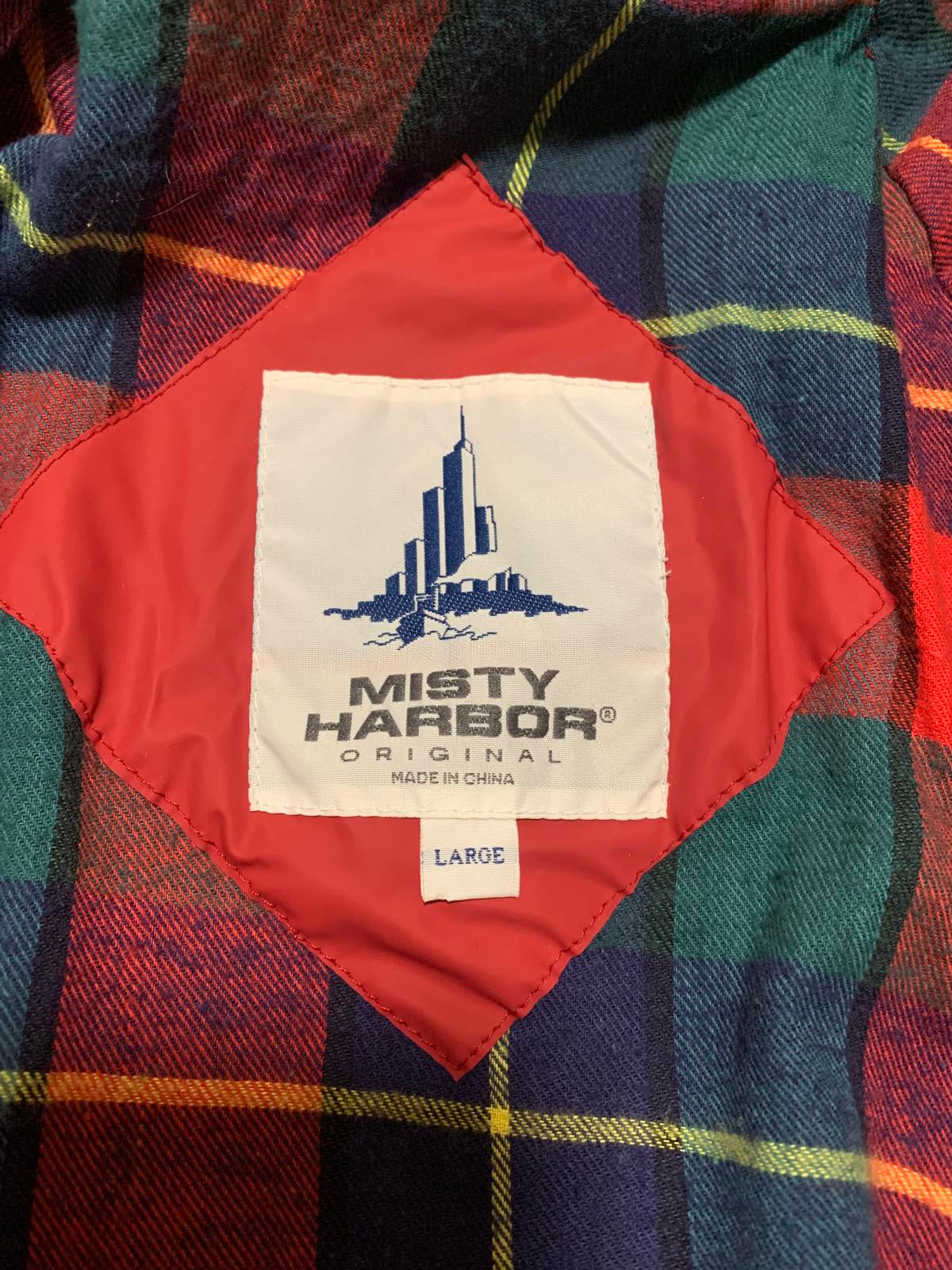 Vintage Misty Harbor Women's L Red Casual Rain Jacket Plaid Pattern PVC shell
