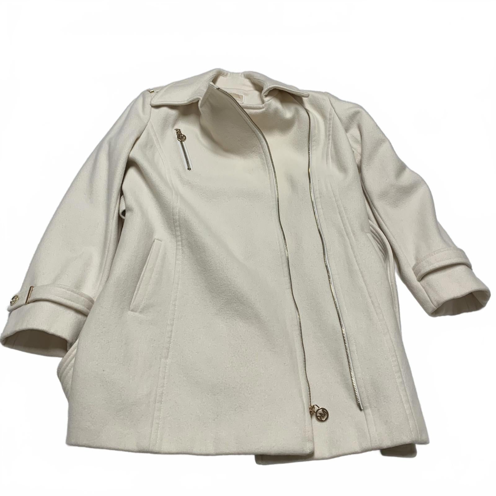 Michael Kors Women's Size 10 Cream Zipped Peacoat