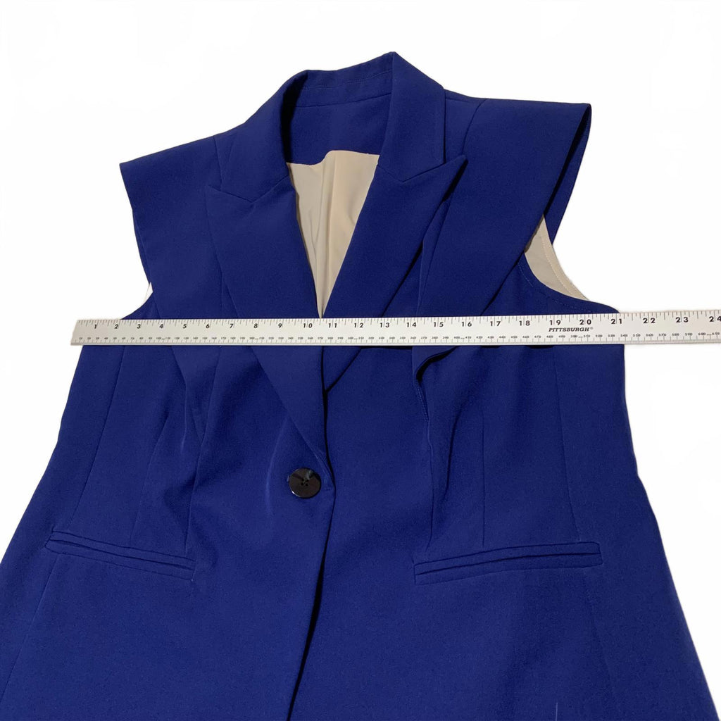 Tailored Women's Sleeveless Lined Royal Blue Blazer Jacket
