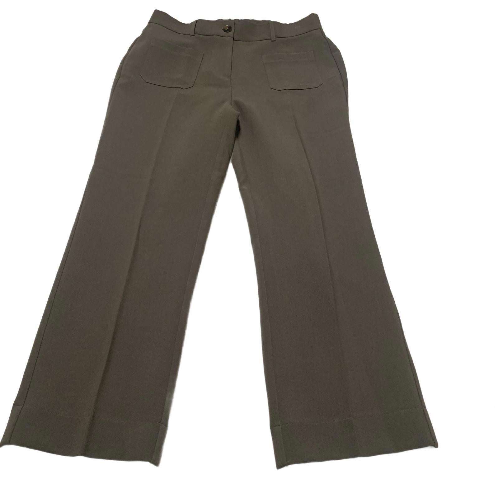 Adrianna Papell Women's Sz 8 Petite Brown Wide Leg Patch Trousers W32x26.5