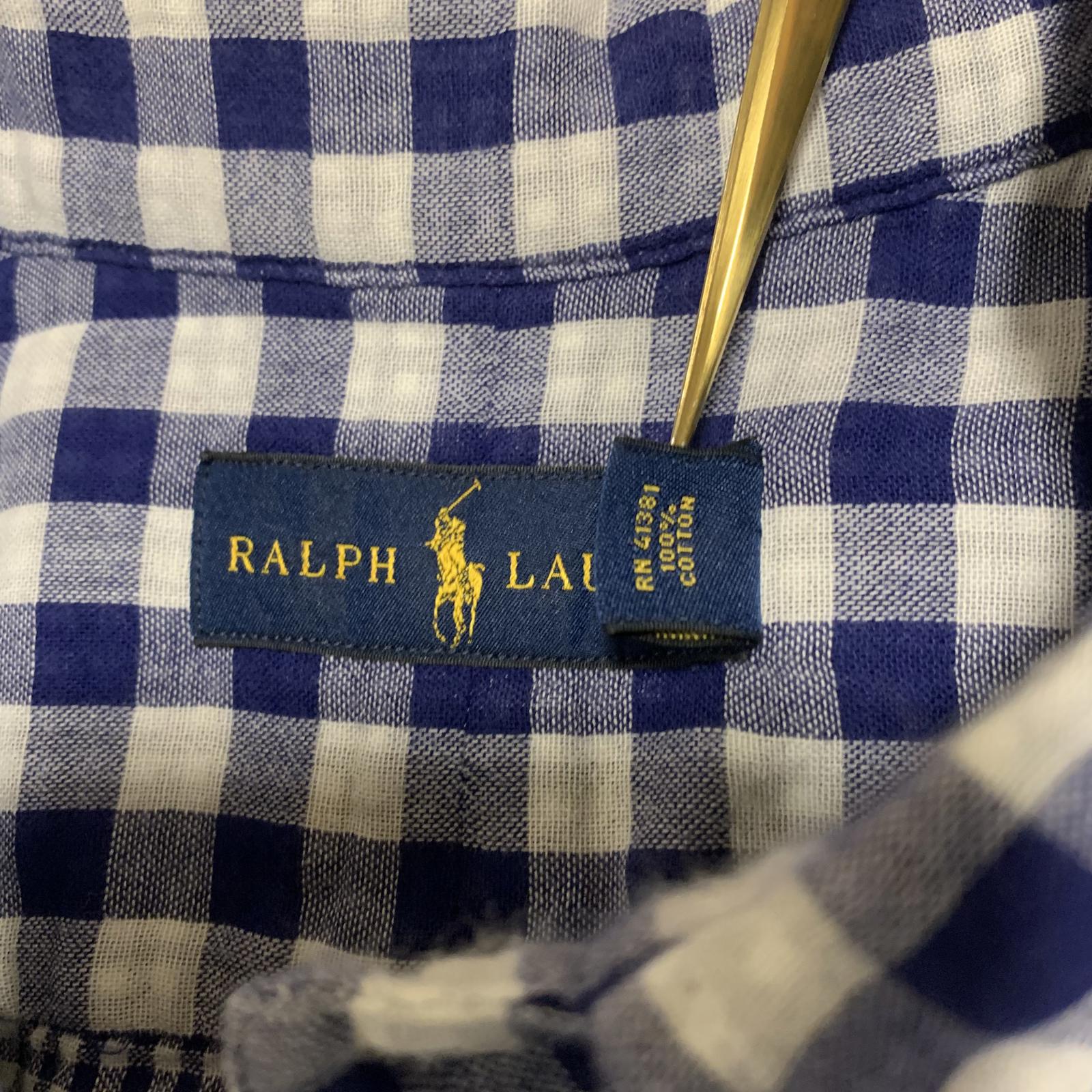 Ralph Lauren Men's Shirt Size L  Blue White Checkered Casual Button Long Sleeve
