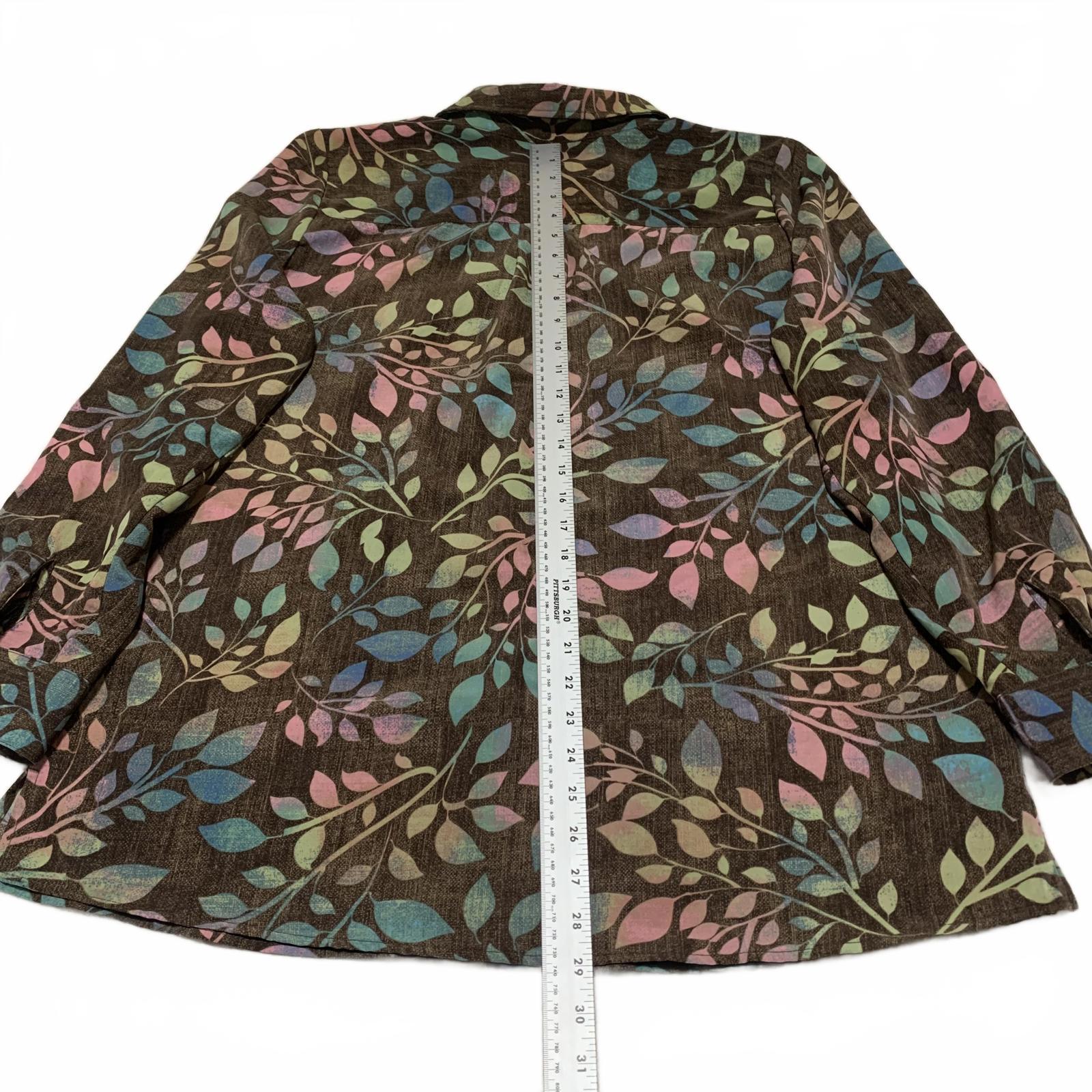 Denim & Company d&co Women's Size L Multicolor Leaf Print Shirt  Boho Fall Style