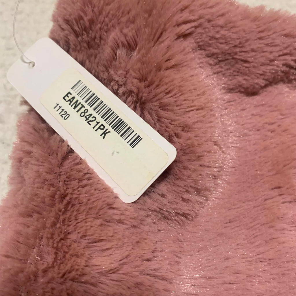 Elegant mauve faux fur knit cowl reversible, cozy and chic cold weather style.